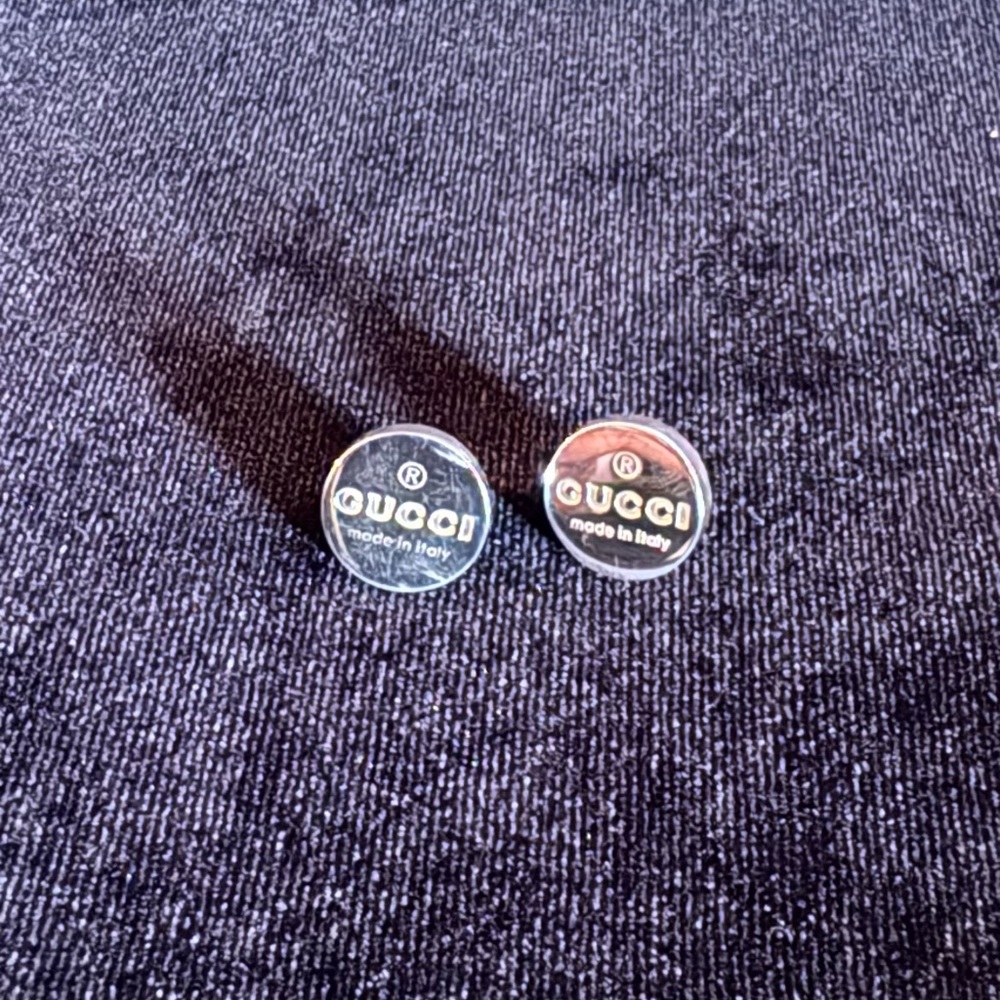 Authentic Gucci sterling silver trademark logo button stud earrings - Picture 7 of 13